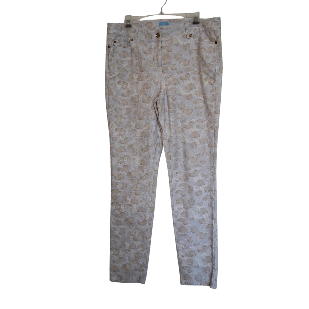 J. McLaughlin Lexi Boa Print Midrise Stretch Jeans Women's Sz 14 Neutral